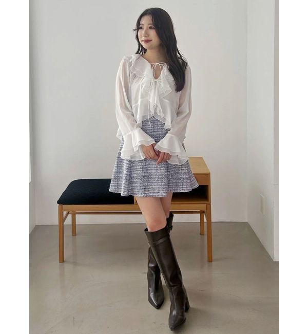 MERCURYDUO「シアーラッフルダブルリボンブラウス」|シャツ・ブラウス|