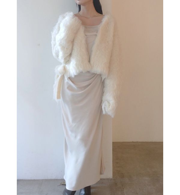 LAGUNAMOON「ファーライクニットカーデセットナローキャミワンピース」|ワンピース|ベージュ