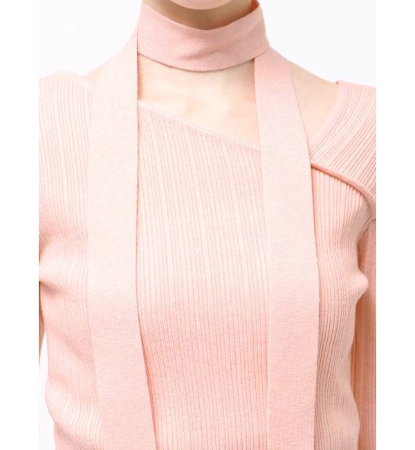 LAGUNAMOON「ボウタイアシンメトリーネックニットプルオーバー」|ニット・セーター|