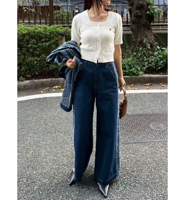 LAGUNAMOON「【POLO BCSコラボ】ブークレヤーンハーフスリーブコンパクトニットカーディガン」|ニット・セーター|