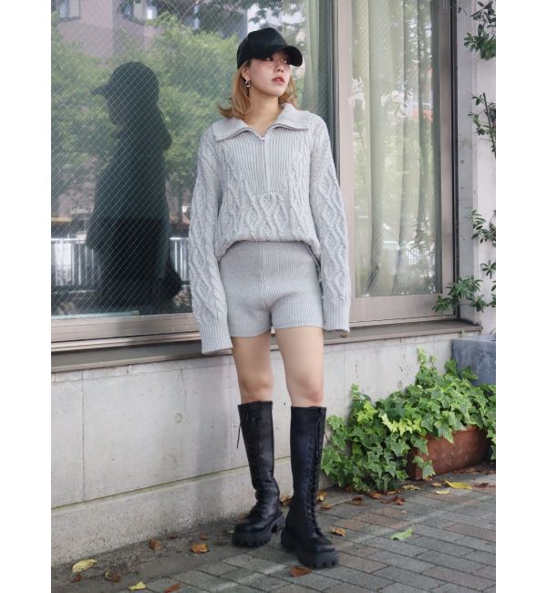 EVRIS「ハーフジップケーブルニットトップス【セットアップ着用可能】」|ニット・セーター|