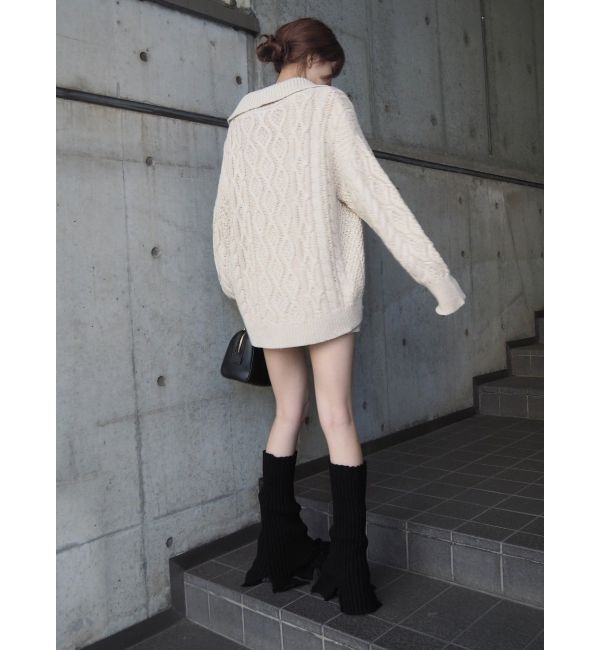 EVRIS「ハーフジップケーブルニットトップス【セットアップ着用可能】」|ニット・セーター|