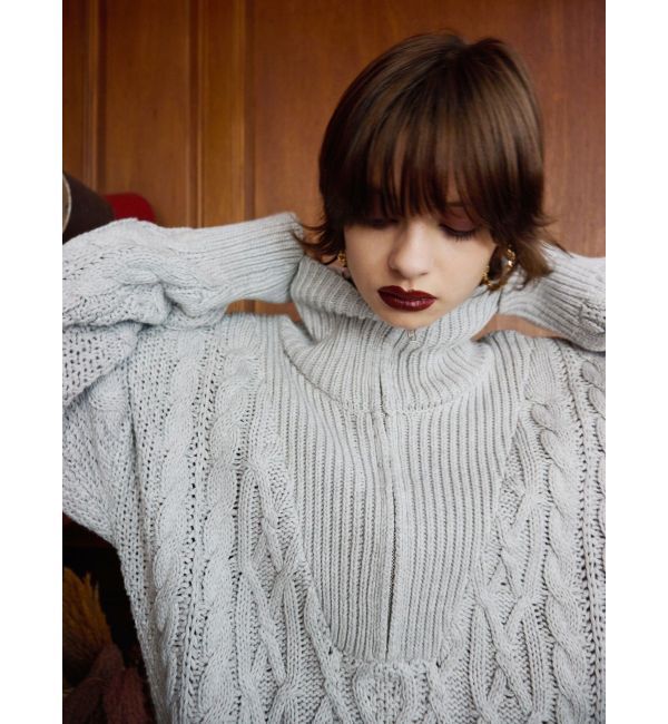 EVRIS「ハーフジップケーブルニットトップス【セットアップ着用可能】」|ニット・セーター|