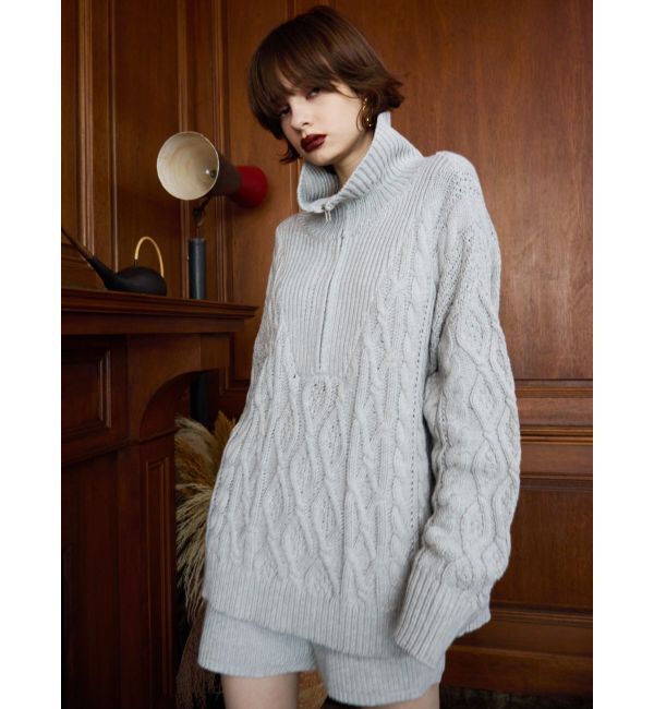 EVRIS「ハーフジップケーブルニットトップス【セットアップ着用可能】」|ニット・セーター|