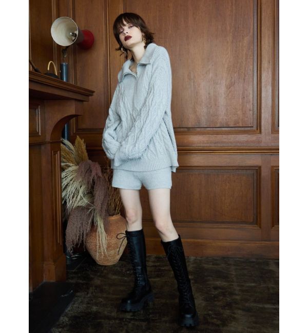 EVRIS「ハーフジップケーブルニットトップス【セットアップ着用可能】」|ニット・セーター|