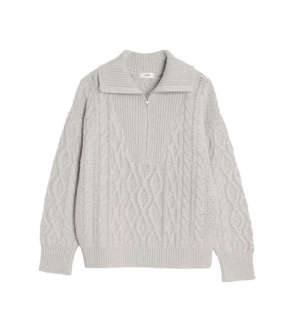 EVRIS「ハーフジップケーブルニットトップス【セットアップ着用可能】」|ニット・セーター|