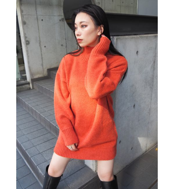EVRIS「ハイネックルーズニットワンピース」|ワンピース|オレンジ
