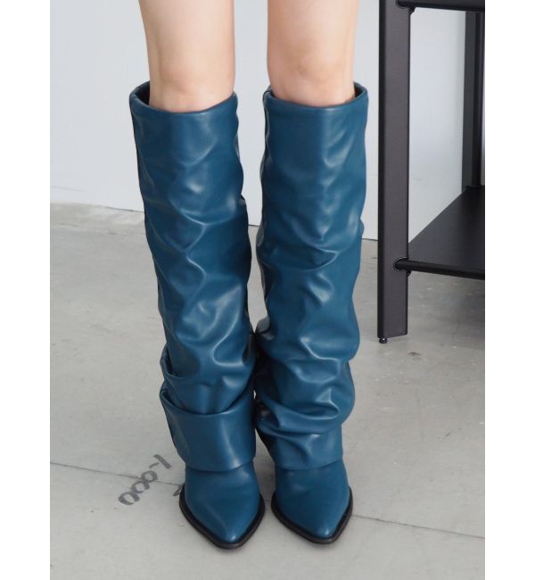 EVRIS「スラウチロングブーツ」|ロングブーツ|ブルー