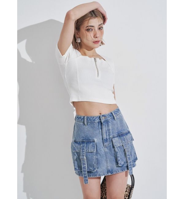 EVRIS「カーゴベルトデニムミニスカート」|スカート|