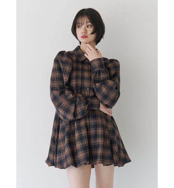 jouetie「シャツカラーバルーンミニワンピース」|ワンピース|ブラウン