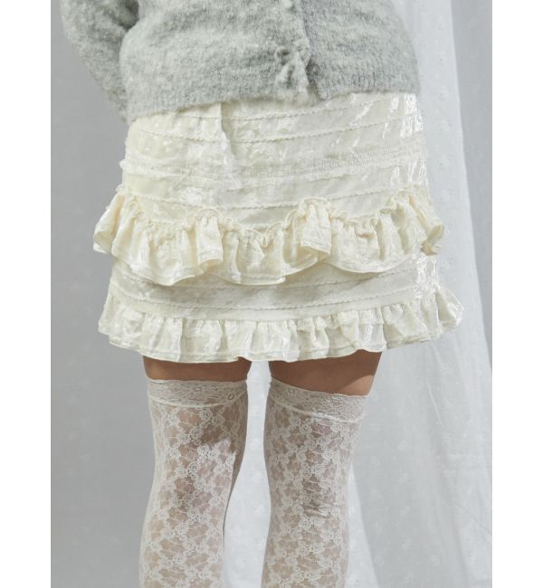 merry jenny「ベロアフリルミニスカート」|スカート|