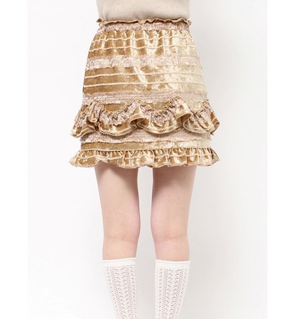 merry jenny「ベロアフリルミニスカート」|スカート|