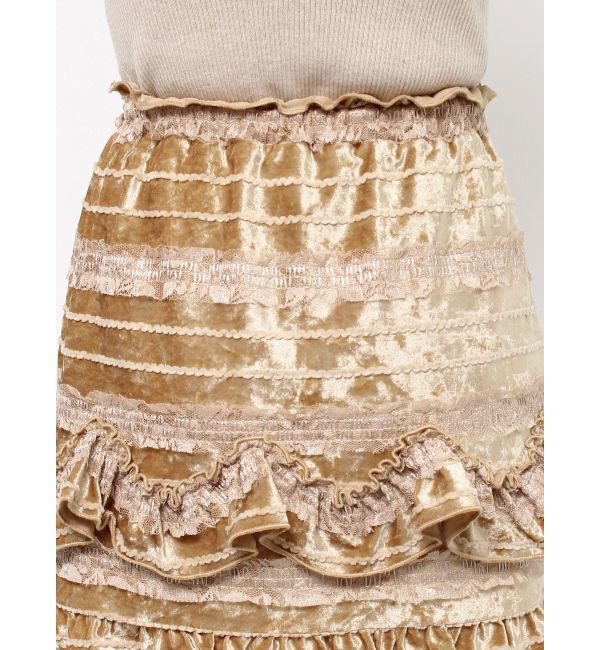 merry jenny「ベロアフリルミニスカート」|スカート|