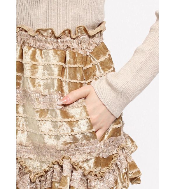 merry jenny「ベロアフリルミニスカート」|スカート|