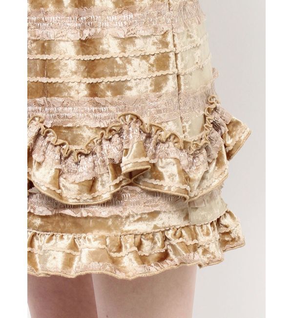 merry jenny「ベロアフリルミニスカート」|スカート|