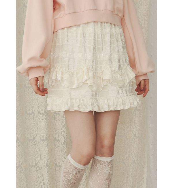 merry jenny「ベロアフリルミニスカート」|スカート|