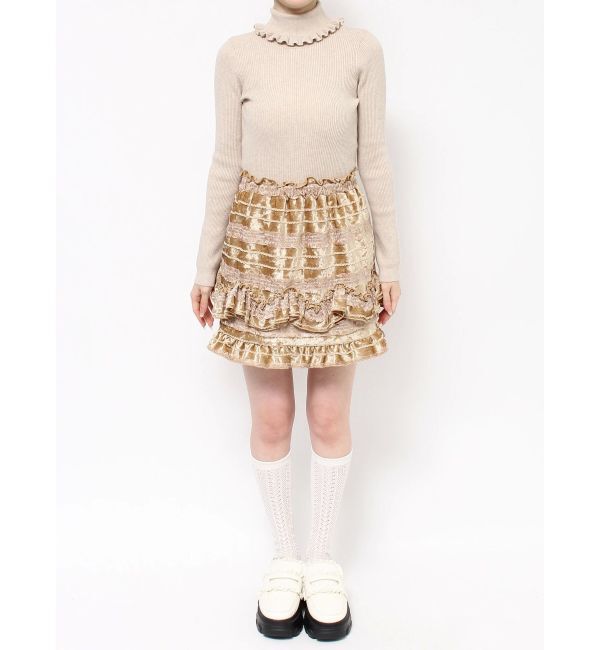 merry jenny「ベロアフリルミニスカート」|スカート|