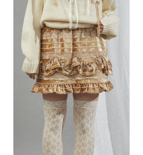 merry jenny「ベロアフリルミニスカート」|スカート|