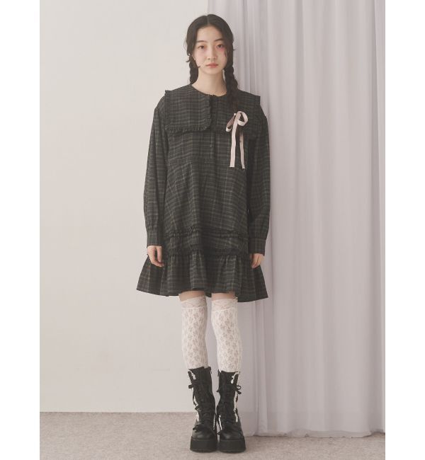 merry jenny「checkスクエアカラーミニワンピース」|ワンピース|