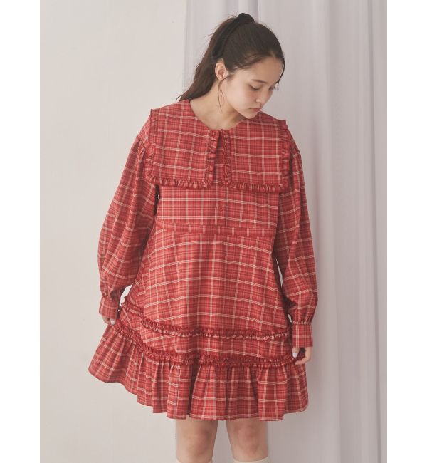 merry jenny「checkスクエアカラーミニワンピース」|ワンピース|