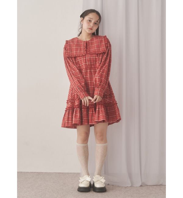 merry jenny「checkスクエアカラーミニワンピース」|ワンピース|