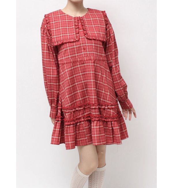 merry jenny「checkスクエアカラーミニワンピース」|ワンピース|