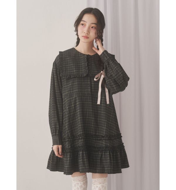 merry jenny「checkスクエアカラーミニワンピース」|ワンピース|