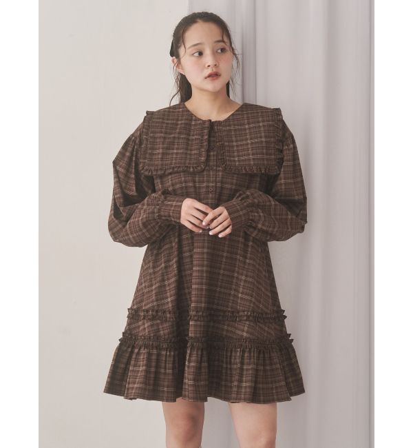merry jenny「checkスクエアカラーミニワンピース」|ワンピース|