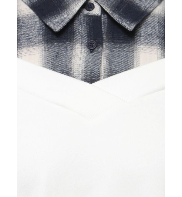 GYDA「CHECK シャツ ドッキング オフショル ワンピース」|ワンピース|