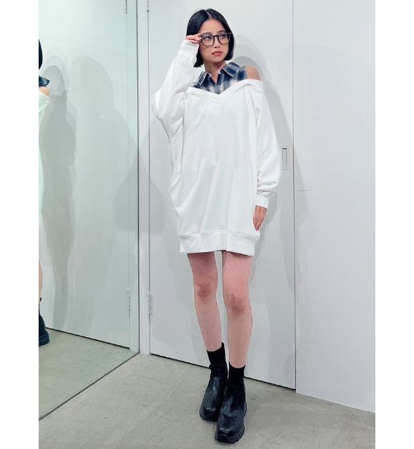 GYDA「CHECK シャツ ドッキング オフショル ワンピース」|ワンピース|