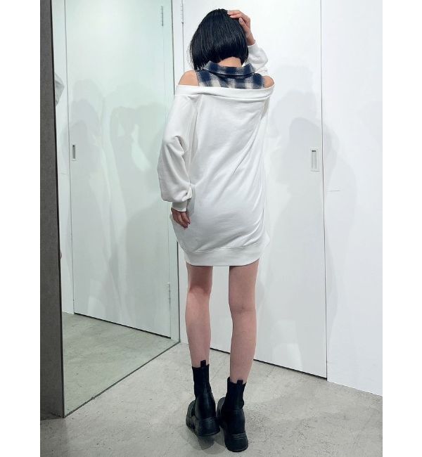 GYDA「CHECK シャツ ドッキング オフショル ワンピース」|ワンピース|