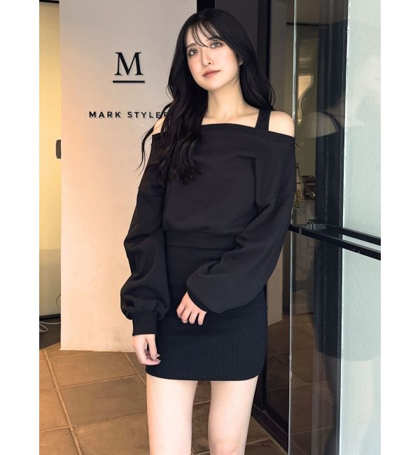 GYDA「オフショルショートトップスレイヤードタンクワンピース」|ワンピース|ブラック