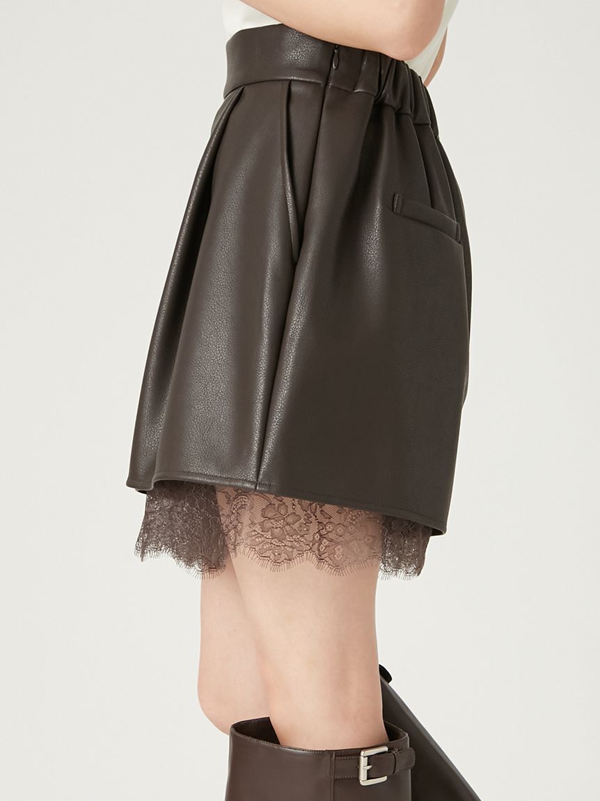 FRAY I.D「レースヘムレザーライクショートパンツ」|その他|