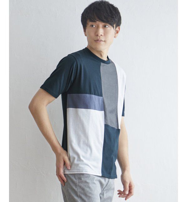 ikka「TRツイル切り替えTシャツ」|Tシャツ・カットソー|グリーン