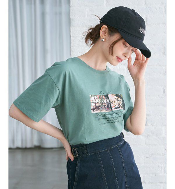 ikka「ロゴフォトプリントＴ」|Tシャツ・カットソー|ミントグリーン