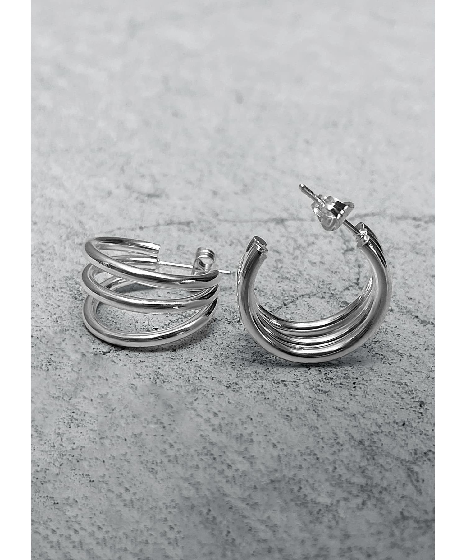 STYLE DELI「【金アレ対策】トリプルフープステンレスピアス」|ピアス|