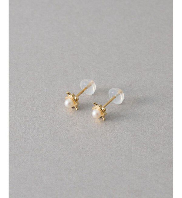 ete「[レイヤード] K10YG パール サン ピアス」|ピアス|