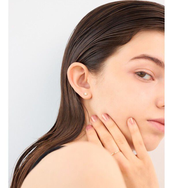 ete「[レイヤード] K10YG パール サン ピアス」|ピアス|