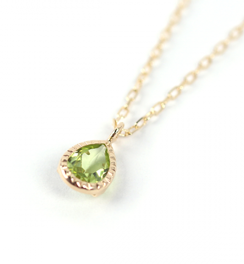  「ペリドット ペアシェイプ ネックレス | K10YG」|ネックレス|