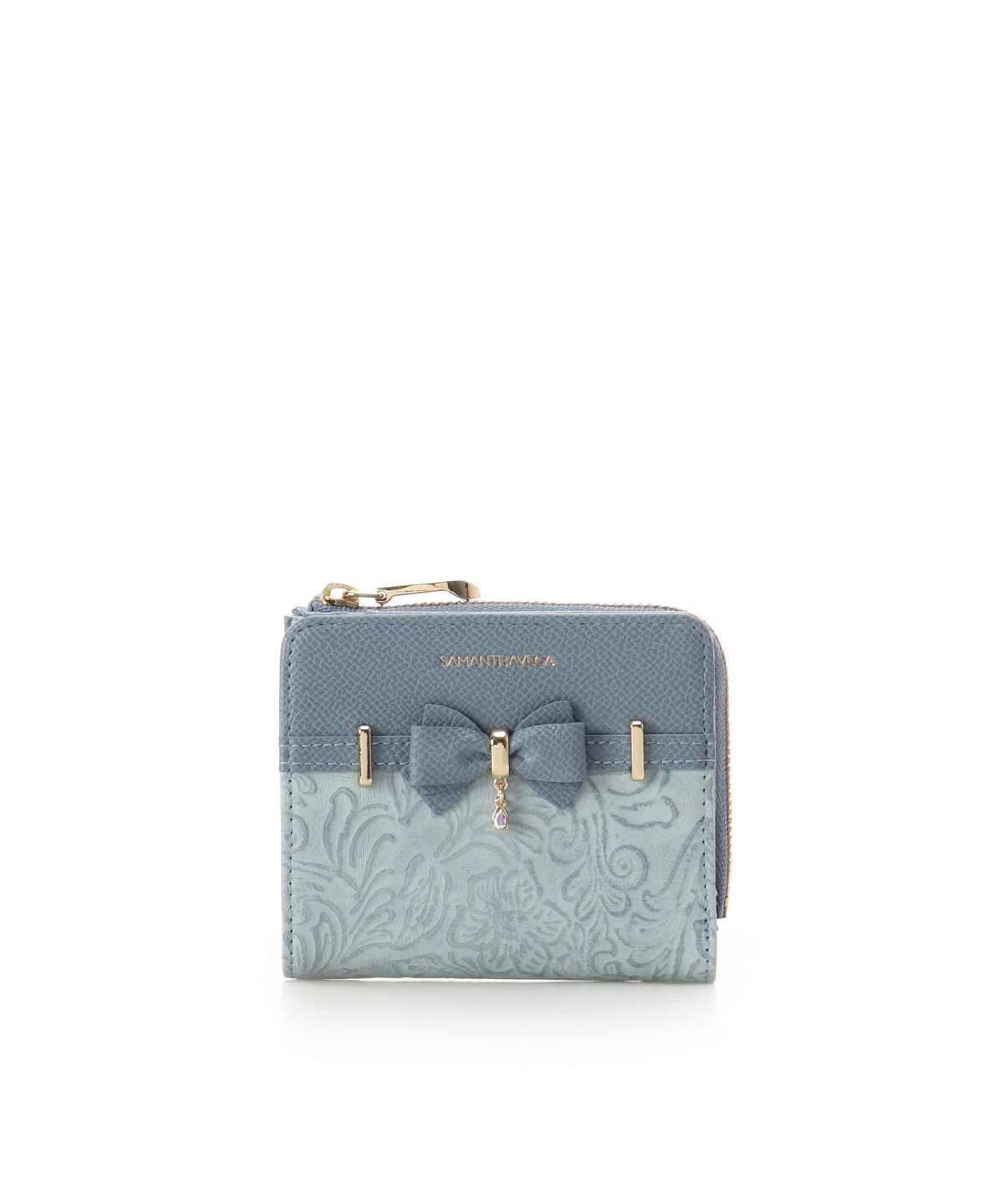Samantha Vega「フローラルアクセントリボン折財布」|財布|ライトブルー
