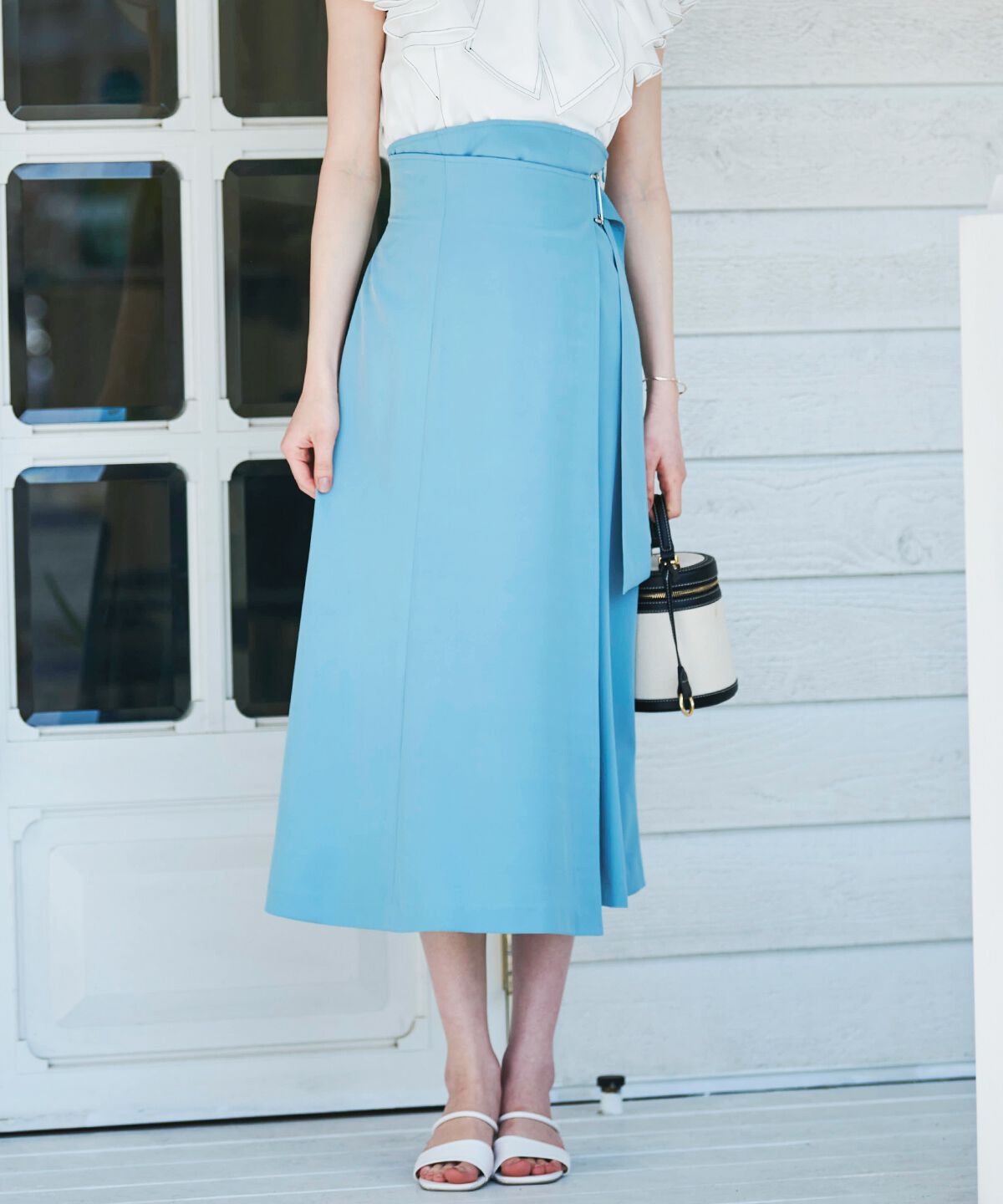 アンドクチュール「サイドバックルラップナロースカート」|タイト|