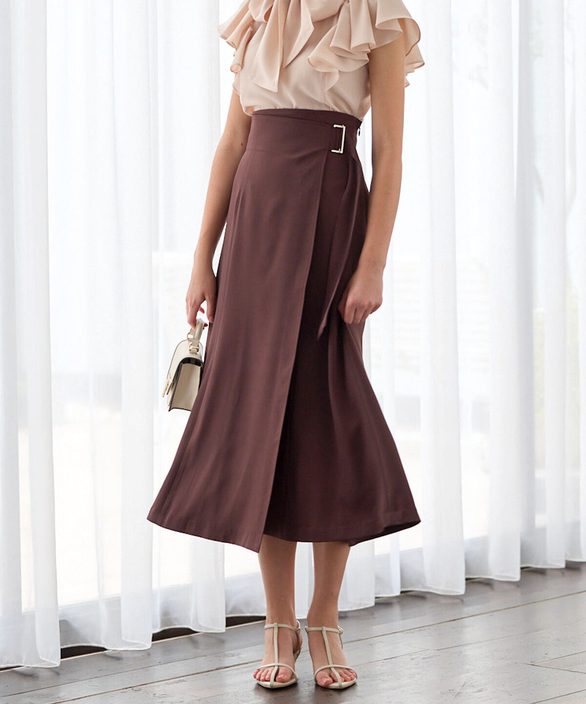 アンドクチュール「サイドバックルラップナロースカート」|タイト|