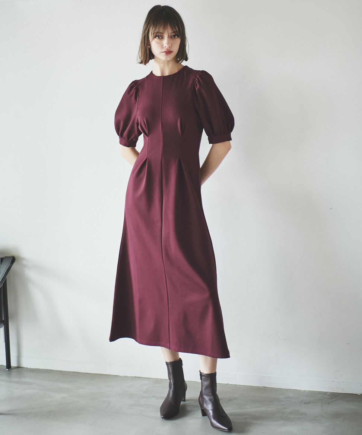 アンドクチュール「ポンチウエストタックワンピース」|ワンピース|