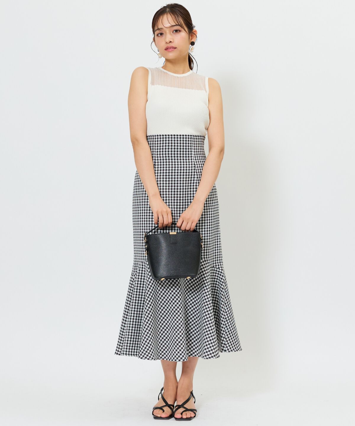 アンドクチュール「シアー切替ノースリトップス」|ニット・セーター|