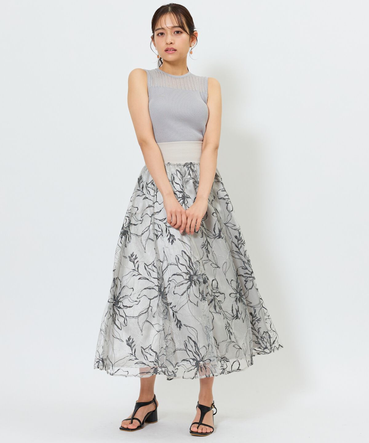 アンドクチュール「シアー切替ノースリトップス」|ニット・セーター|