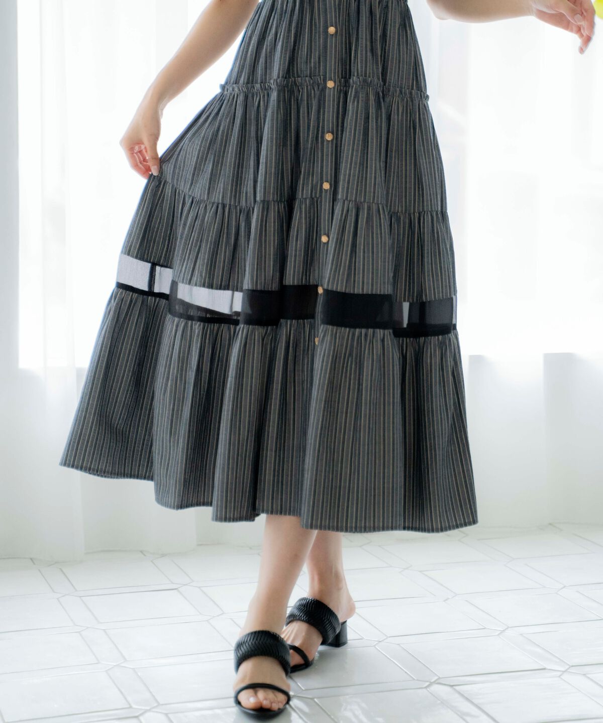 アンドクチュール「シアーティアードオープンショルダーワンピース」|ワンピース|