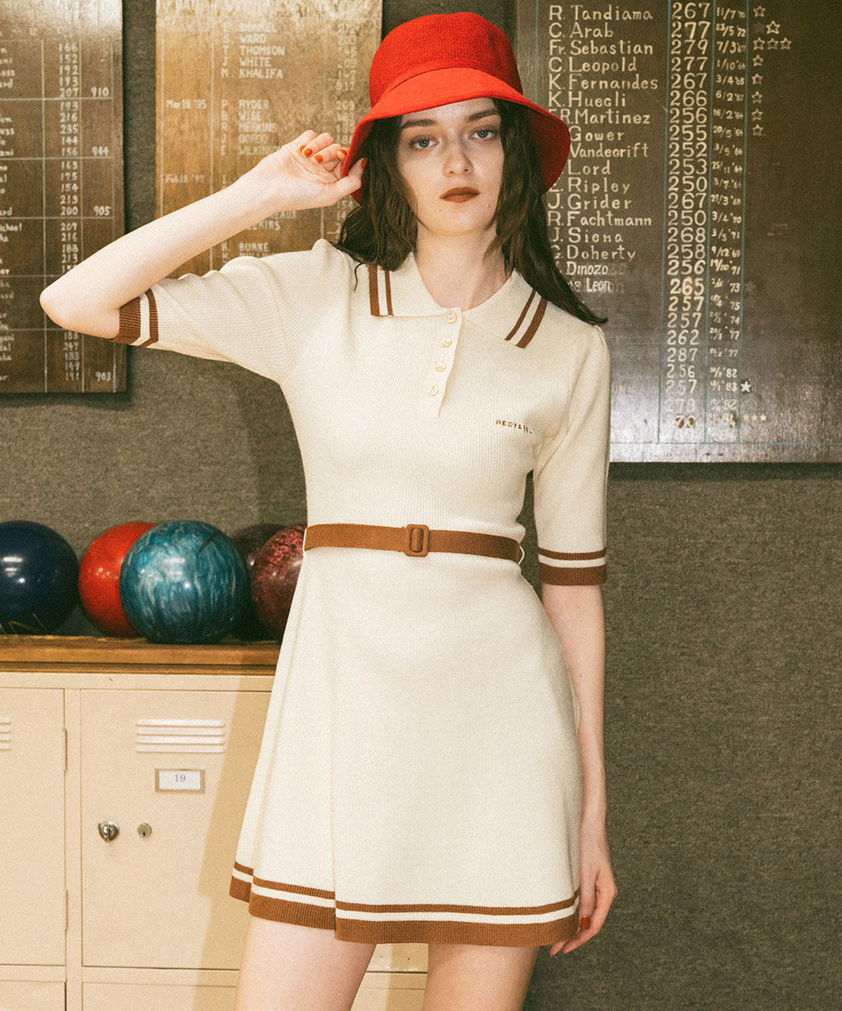 REDYAZEL「バイカラーポロニットミニワンピース」|ワンピース|