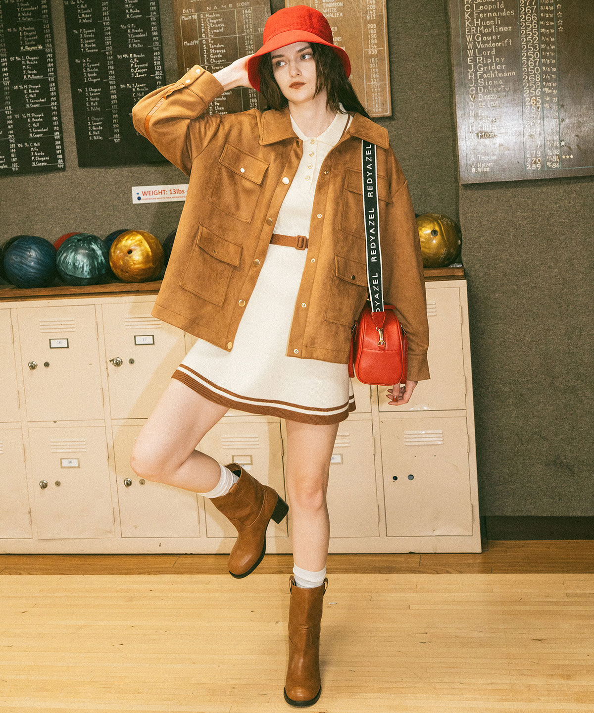 REDYAZEL「バイカラーポロニットミニワンピース」|ワンピース|