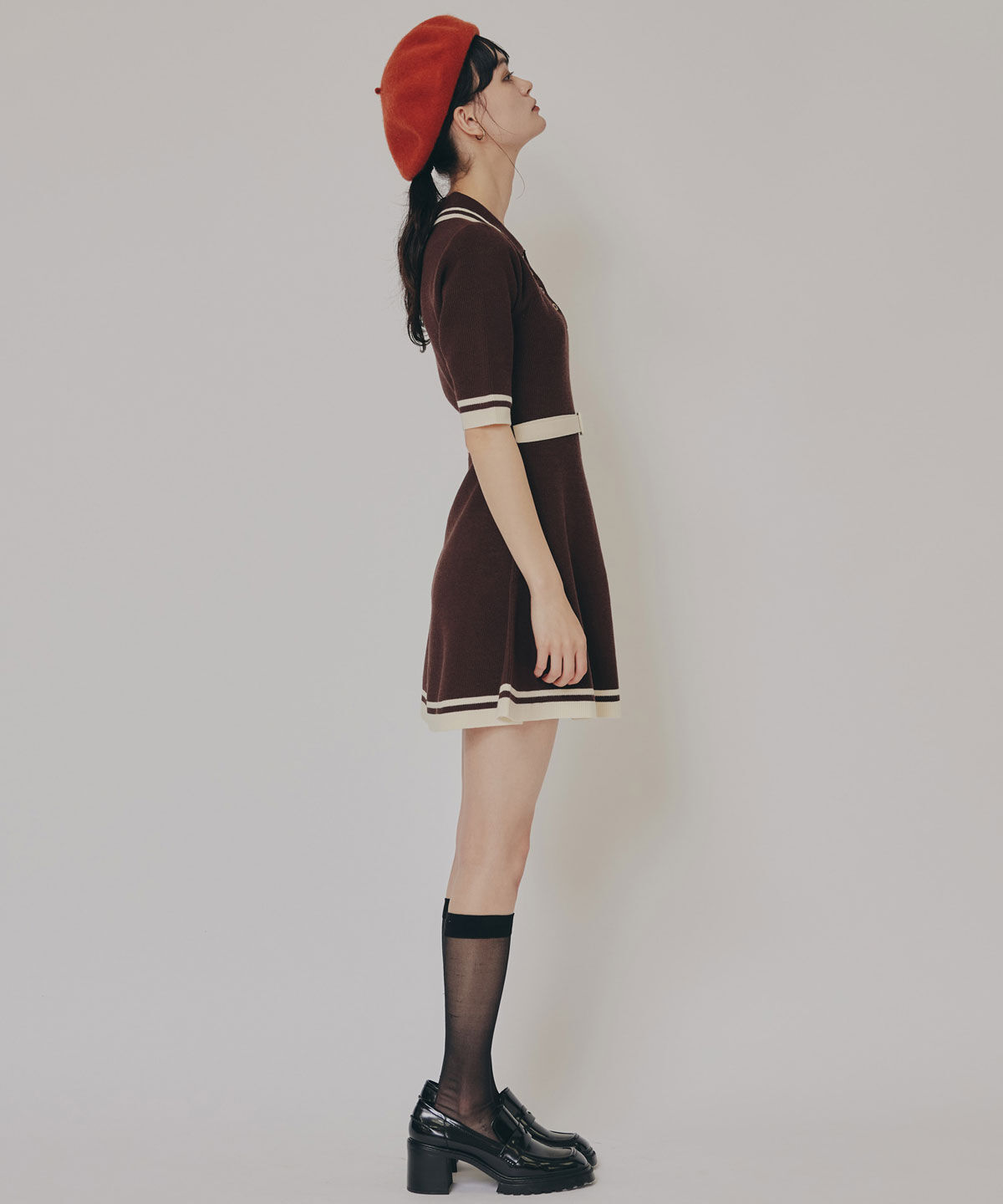 REDYAZEL「バイカラーポロニットミニワンピース」|ワンピース|