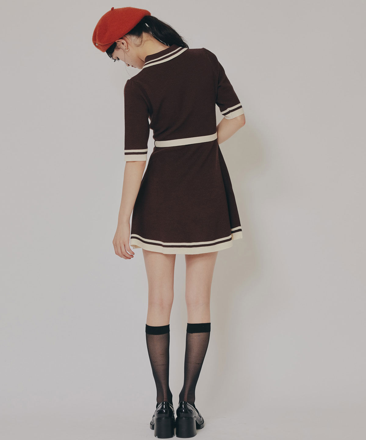 REDYAZEL「バイカラーポロニットミニワンピース」|ワンピース|